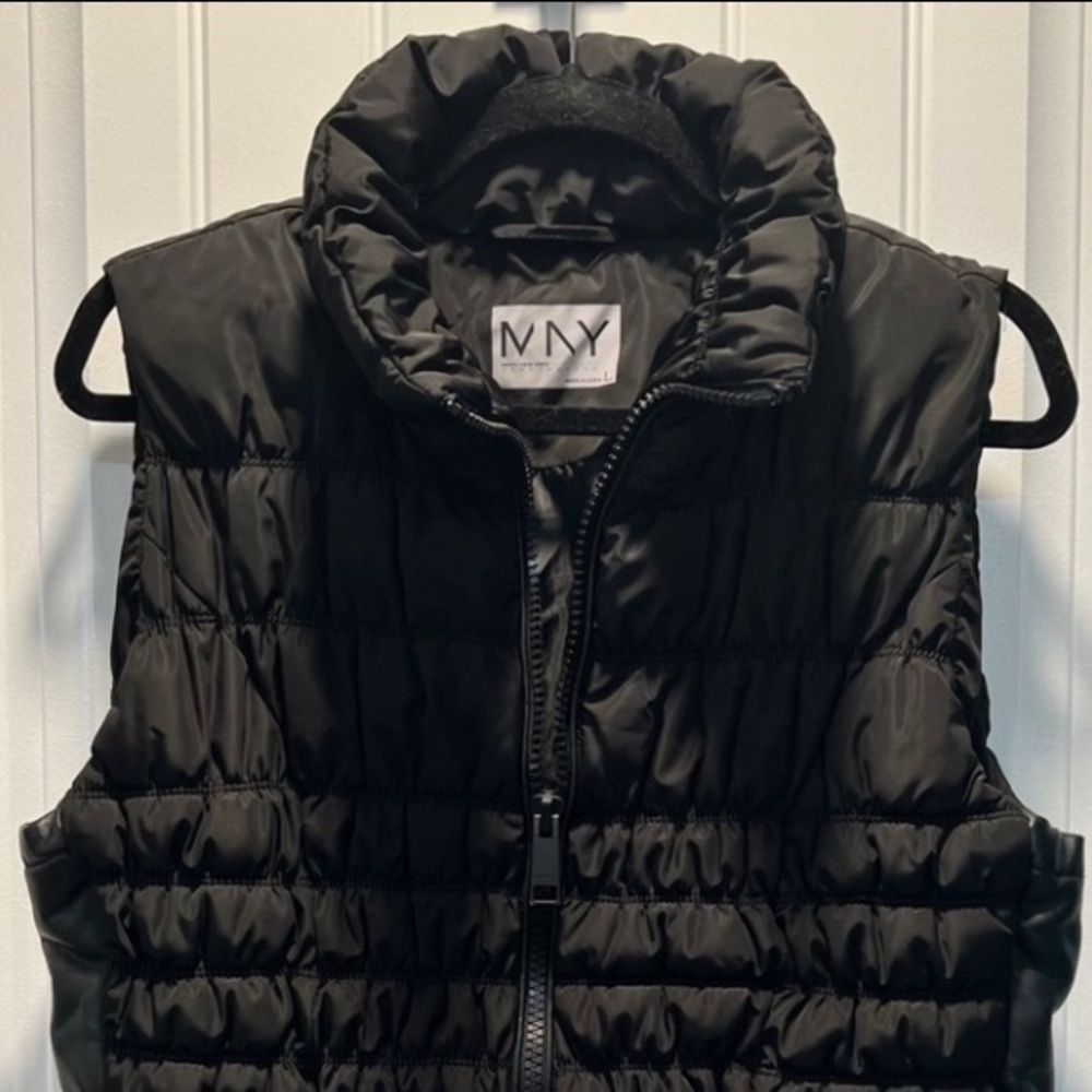 Marc New York Faux Leather Black Puff Vest. Size Large. Great Condition.